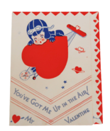 1930&#39;s Valentines Card Boy in plane &quot;You&#39;ve got me up in the air....&quot; - $7.99
