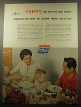 1959 United Air Lines Ad - Hawaii on United Air Lines wonderful way to start  - £11.76 GBP