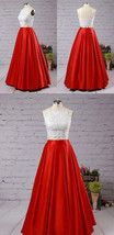 Red Pleated Maxi Taffeta Skirt Women A-line Plus Size Party Prom Maxi Skirts image 4