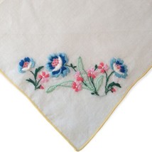 Vintage Floral Embroidered Handkerchief Victorian Hankie Cottagecore Shabby  - £7.78 GBP
