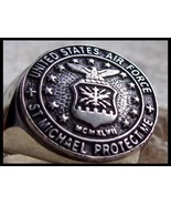AIR FORCE ST MICHAEL RING ARMY USA BIKER BAGUE PATCH SILVER PIN [ D27 ST... - $67.01 CAD