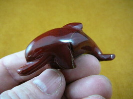(Y-DOL-SW-701) Red Swimming Dolphin Gem Gemstone Stone Carving Figurine Porpoise - £13.80 GBP