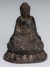 Statua di Buddha - Antico Cinese Stile Bronzo Meditazione 13cm/12.7cm - £242.46 GBP