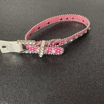 Crystal Rhinestone Silver Jewel Dog Collar Cute Pink White Polka Bling 1... - £8.68 GBP