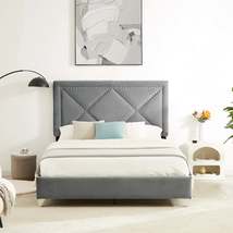 B109 Soft mattress with copper nail headboard, Queen bed, strong wooden slats +  - £299.73 GBP