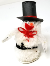 1980s Googly Eyes Snowman Figurine Handmade Wire Arms Pom Body Vintage - $15.15