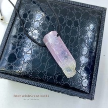 Madagascar Kunzite Pencil Shape Rough Pendant | Translucent Purple Wire Wrapped  - £222.00 GBP