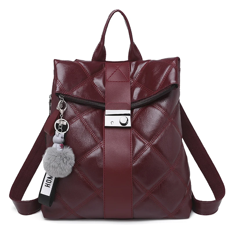 Retro Women Backpa Multifunction  Bags Fashion School Bags Plaid Leather Backpac - £96.21 GBP