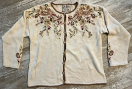 Heirloom Collectibles Floral Embroidered Sweater Cardigan Grannycore Size Small - £15.63 GBP
