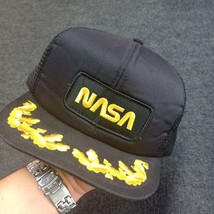 Vintage NASA Hat Trucker Embroidered Black Mesh Back Snapback - £18.15 GBP