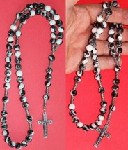 Catholic Rosary Prayer Beads Zebra Jasper &amp; Sterling Silver - £90.79 GBP