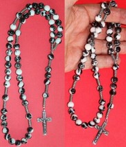 CATHOLIC ROSARY PRAYER BEADS ZEBRA JASPER &amp; STERLING SILVER - £90.89 GBP