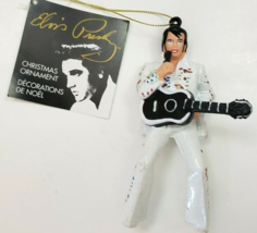 Kurt Adler Christmas Ornament Elvis Presley with Guitar white Resin - $7.50