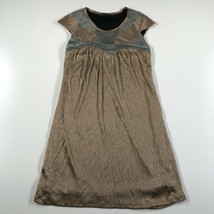 Rebecca Beeson Dress Womens 2 Gold Silver Metallic Shift Shirt Cap Sleeves - $18.69