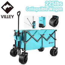 VILLEY Folding Beach Wagon Cart Collapsible Wagon Enlarged 225 lbs Load ... - £161.53 GBP