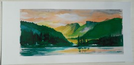STELLAR WORK Artist Signed Saylor Colorful Art Print of Mountain Scene in Forest - £17.32 GBP