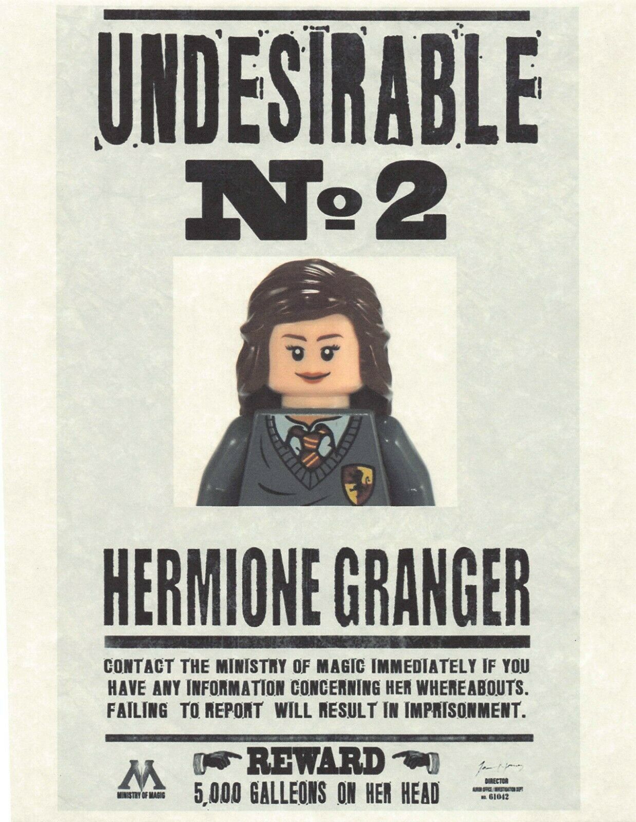 Primary image for Hermione Granger Daily Prophet Undesirable Poster LEGO Minifigure Style  71043