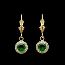 2.80Ct Simulated Emerald Diamond Earrings 14k Yellow Gold Plated Silver - £87.04 GBP