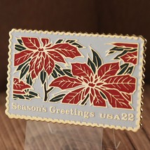 Season&#39;s Greetings USA 22 Cents Poinsettia Postage Stamp Lapel Pin March... - $17.83