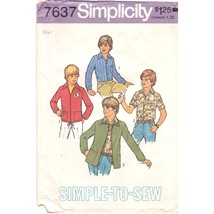 Vintage Sewing PATTERN Simplicity 7637, Simple to Sew Boys 1976 Unlined Shirt - $9.75