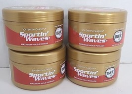 Lot Of 4 Soft Sheen Carson Sportin&#39; Waves Max Hold Pomade 3.5oz Per Cont... - £17.09 GBP