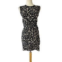 SEA New York Silk Spotted Sheath Dress Size 4 Black Cream Abstract Ruche... - $424.02 MXN