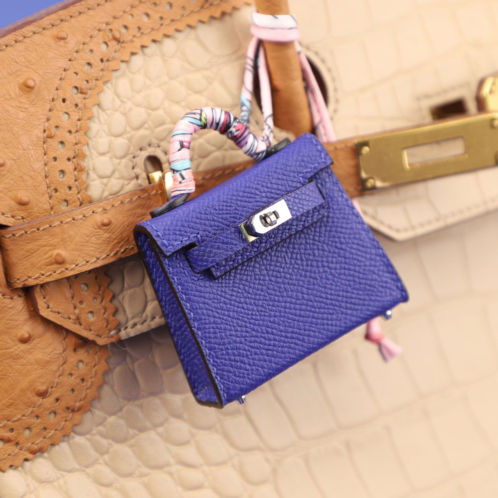 All handmade Epsom leather micor kelly bag charm ,kelly twilly charm leather bag