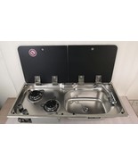 2 Burner Gas Stove Sink Combo 2*1.8KW 775*365*150/120mm GR-904RD Boat RV - $1,004.98 CAD+
