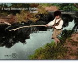 Child Fishing Humber River Toronto Ontario Canada UNP DB Postcard T5 - $2.92