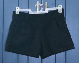 French Connection Black Eyelet Side Buttons High Waist Shorts Size 6 May Fit 2 4 - £10.90 GBP
