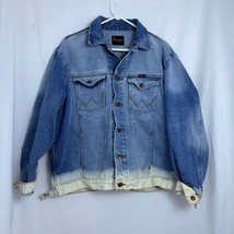 Wrangler Denim Jacket Ombre Bleached Effect Button Front Western Style Size L - $22.33