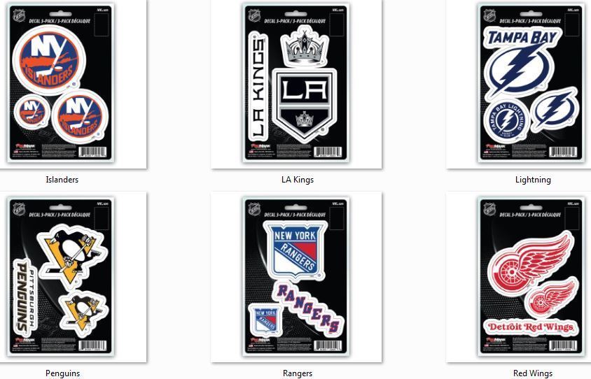 NHL Decals Set of 3 Sheet is 5 1/2" x 8" by Team ProMark -Select- Team Below - $9.95 - $18.99