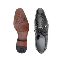 Belvedere Men's Shoes Lago Genuine Alligator Plain Toe Tassel Black 14010 image 5