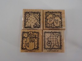 Stampin&#39; Up Set Of 4 &quot;Winter Patches&quot; Stamps Tree Mittens Star Snowman 1997 New - £7.85 GBP