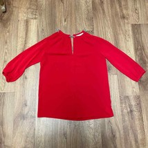 Michael Kors Red Cold Shoulder Blouse Key Hole Silver Chain Halter Size Small - £20.35 GBP