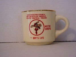 BSA 1970&#39;s Boy Scout Coffee Mug Cup We&#39;re 100% for Boy&#39;s Life S. Central Region - £3.50 GBP