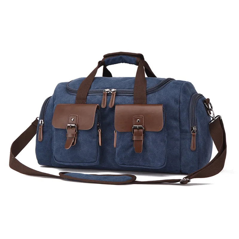 Canvas Long Weekend Bag Duffle Bag For Travel 50L Carry On Overnight Weekender B - £117.55 GBP