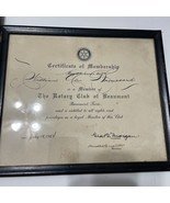 Rotary Club Certificate Of Membership 1954  and Appreciation 1969 Beaumo... - $36.97