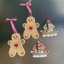 Christmas Ornaments Gingerbread Cookies Men Sailboat Frosted Icing Lot Of 4 - £13.44 GBP
