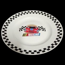 Gibson Designs NASCAR 3-Dinner Plates 11 ¼” D Black White Checkered Car Nascar - £38.15 GBP