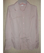 EXCELLENT WOMENS J.CREW  &quot;Slim Fit&quot; PINK &amp; WHITE PINSTRIPE SHIRT   SIZE M - $31.90 CAD