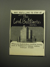 1957 The Lord Baltimore Hotel Ad - Why you&#39;ll like to stay at The Lord Baltimore - £14.78 GBP
