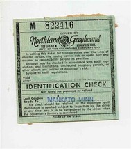 Northland Greyhound Identification Check 1958 Mankato Minnesota  - £9.49 GBP