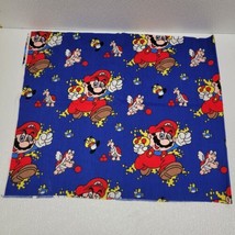 Vintage 1980s Super Mario Bros Nintendo Blue Cotton Fabric - $43.38