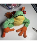 Ty Beanie Baby Panama The Frog Plush Green &amp; Orange With Red Eyes2001 - $133.63 MXN