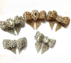 Beaded Crystal Flat Back Black Beaded Bowknot, Beaded Bowknot, Beaded St... - $118.00