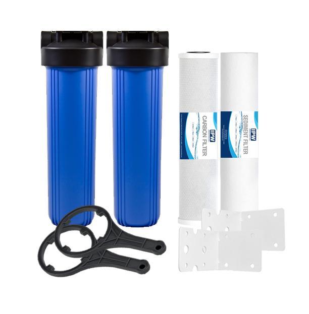 Primary image for 2 Stage Whole House Water Filter System w- 20-Inch Big Blue Housing -1 Inch Inle
