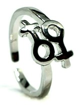 Venus Toe Ring Female Symbol Love Adjustable Rhodium Plated Brass Double - £5.98 GBP