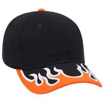 New Fire Biker Fashion Flame Black Orange 6 Panel Low Profile Baseball Hat - £11.14 GBP
