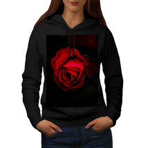 Wellcoda Beauty Red Rose Womens Hoodie, Romantic Casual Hooded Sweatshirt - £29.24 GBP